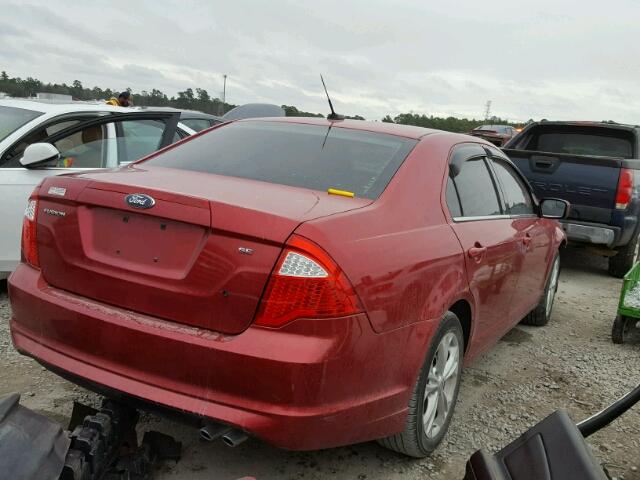 3FAHP0HA9CR162912 - 2012 FORD FUSION SE RED photo 4