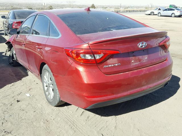 5NPE24AF3FH199583 - 2015 HYUNDAI SONATA SE RED photo 3