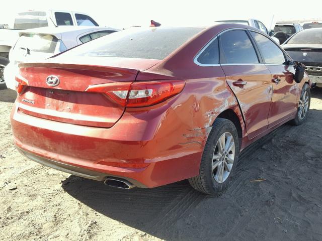 5NPE24AF3FH199583 - 2015 HYUNDAI SONATA SE RED photo 4