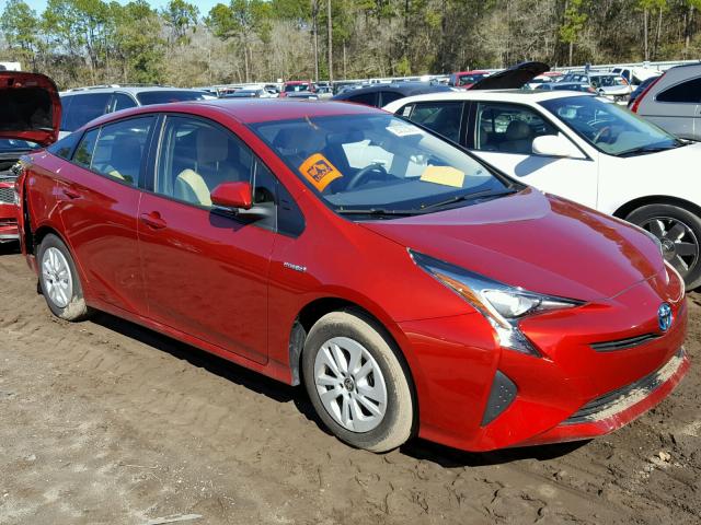 JTDKBRFU4G3518879 - 2016 TOYOTA PRIUS RED photo 1