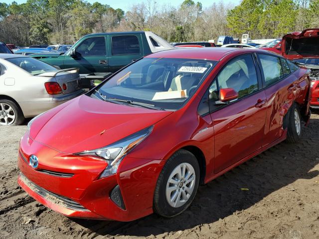 JTDKBRFU4G3518879 - 2016 TOYOTA PRIUS RED photo 2