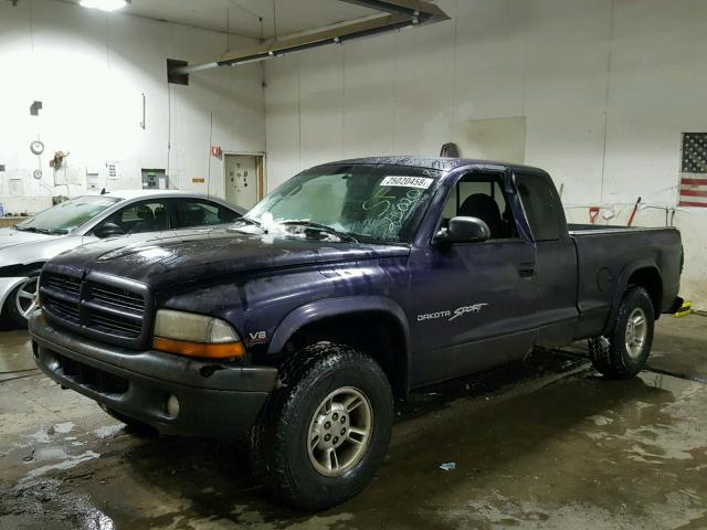 1B7GG22Y1WS598637 - 1998 DODGE DAKOTA PURPLE photo 2