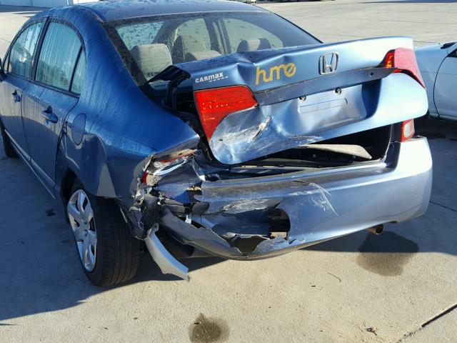 1HGFA16578L069439 - 2008 HONDA CIVIC LX BLUE photo 9