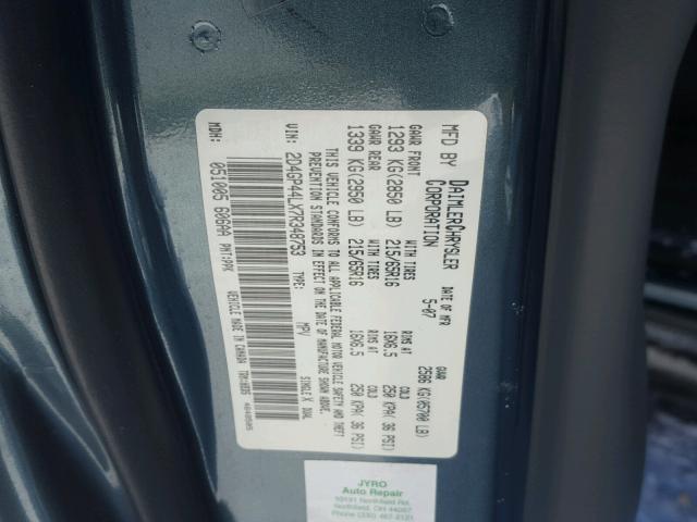 2D4GP44LX7R348753 - 2007 DODGE GRAND CARA GREEN photo 10