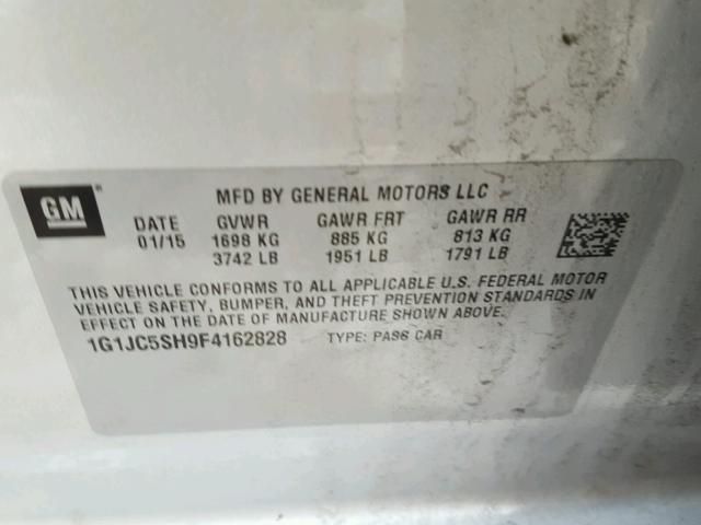 1G1JC5SH9F4162828 - 2015 CHEVROLET SONIC LT SILVER photo 10