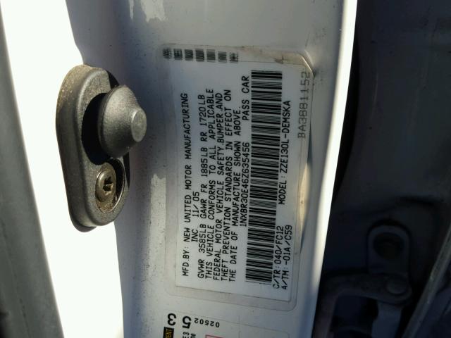 1NXBR30E46Z635456 - 2006 TOYOTA COROLLA CE WHITE photo 10