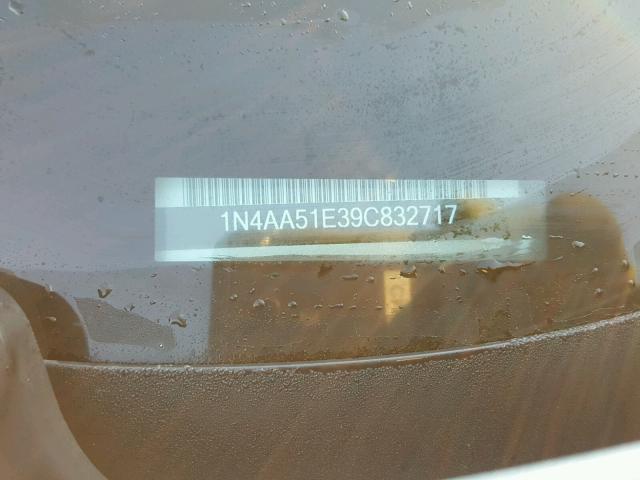 1N4AA51E39C832717 - 2009 NISSAN MAXIMA S SILVER photo 10