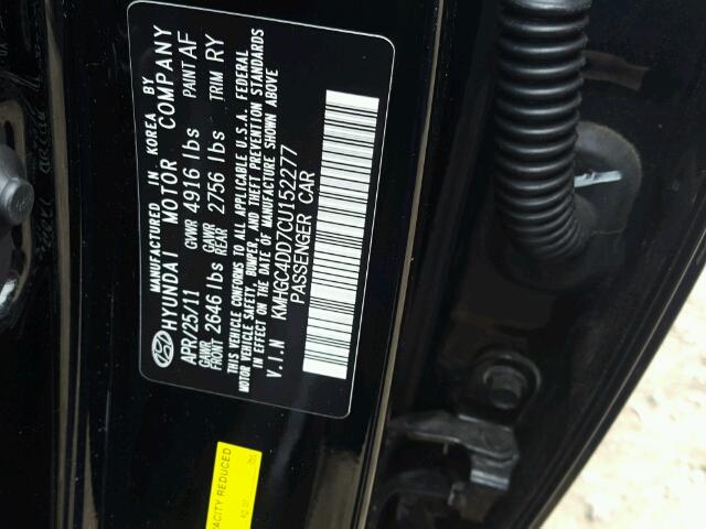 KMHGC4DD7CU152277 - 2012 HYUNDAI GENESIS 3. BLACK photo 10
