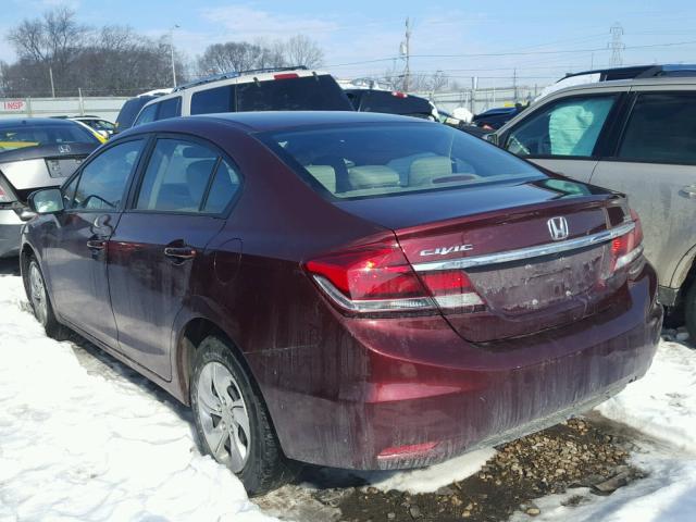 19XFB2F57FE078598 - 2015 HONDA CIVIC LX BURGUNDY photo 3