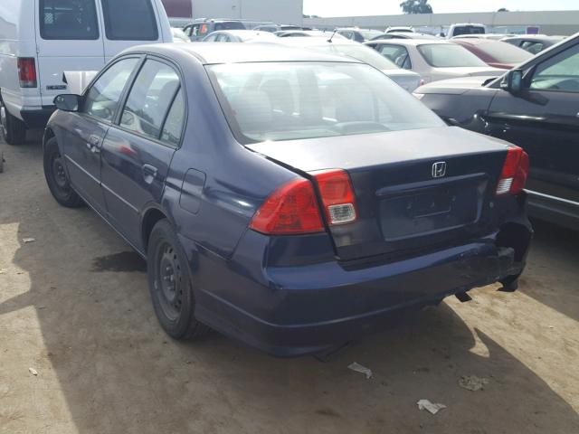 2HGES16544H557361 - 2004 HONDA CIVIC LX BLUE photo 3