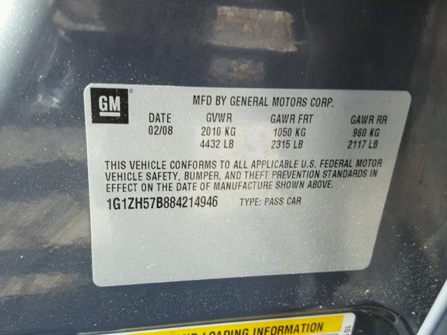 1G1ZH57B884214946 - 2008 CHEVROLET MALIBU 1LT 灰色 照片 10