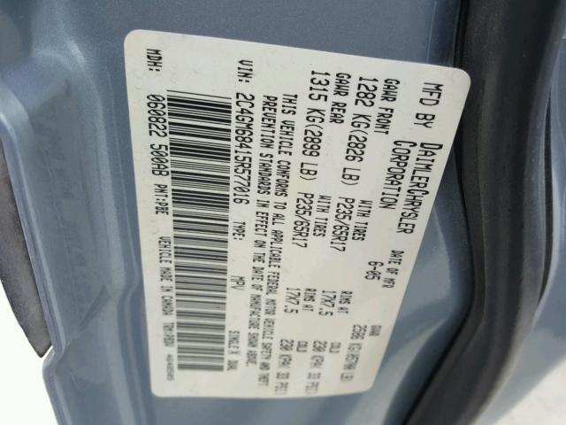 2C4GM68415R577016 - 2005 CHRYSLER PACIFICA T BLUE photo 10