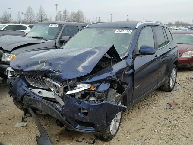 5UXWX9C54F0D50856 - 2015 BMW X3 XDRIVE2 BLUE photo 2