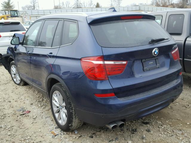 5UXWX9C54F0D50856 - 2015 BMW X3 XDRIVE2 BLUE photo 3