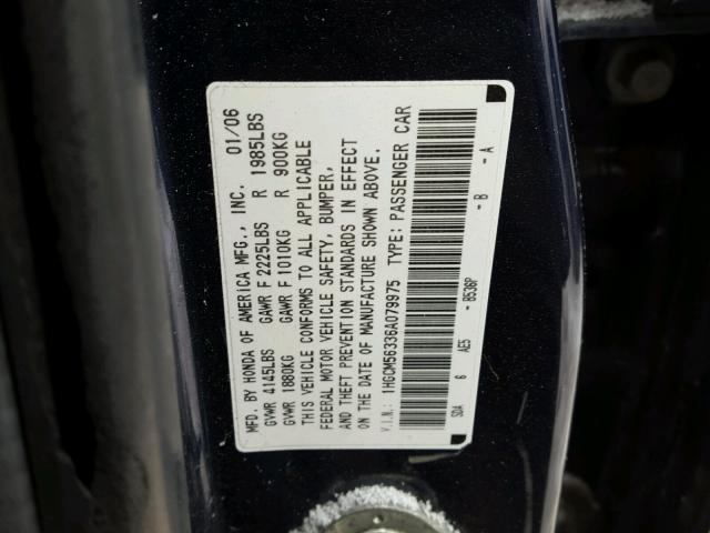 1HGCM56336A079975 - 2006 HONDA ACCORD SE BLUE photo 10