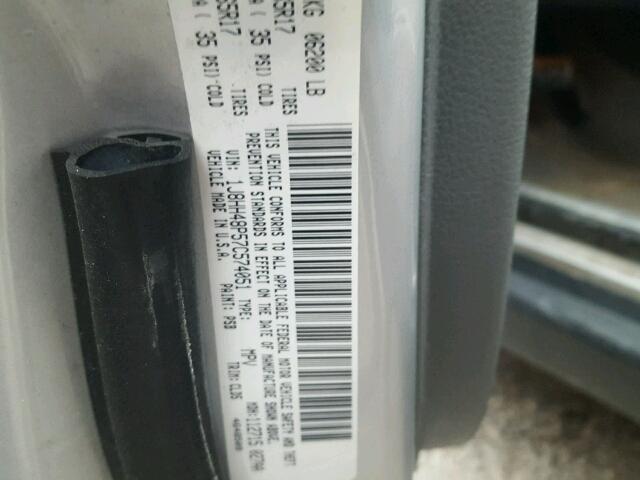 1J8HH48P57C574051 - 2007 JEEP COMMANDER SILVER photo 10