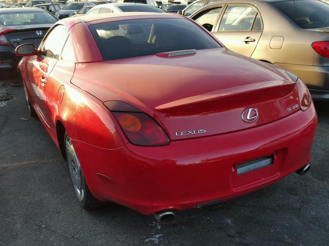 JTHFN48Y530043930 - 2003 LEXUS SC 430 RED photo 3