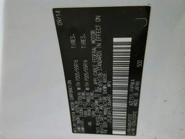 JTLZE4FE7EJ064951 - 2014 TOYOTA SCION XB 白色 照片 10