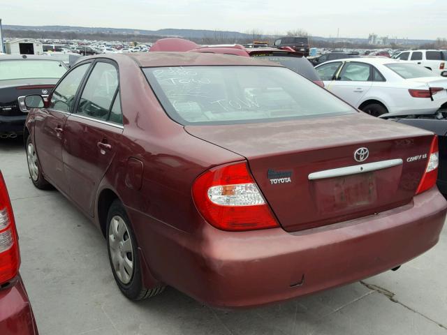 4T1BE32K63U168809 - 2003 TOYOTA CAMRY LE BURGUNDY photo 3