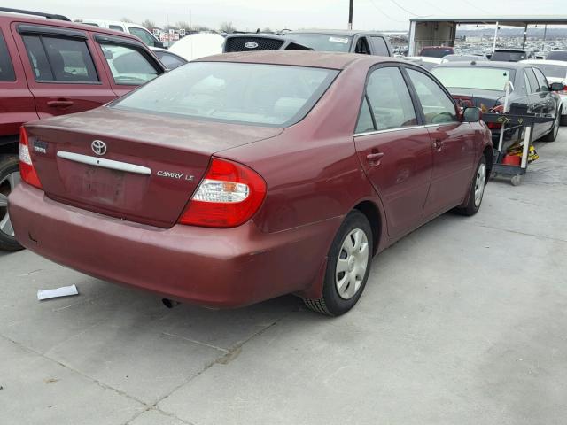 4T1BE32K63U168809 - 2003 TOYOTA CAMRY LE BURGUNDY photo 4