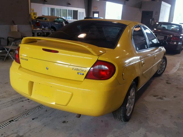 1B3AS56C03D231069 - 2003 DODGE NEON SXT YELLOW photo 4