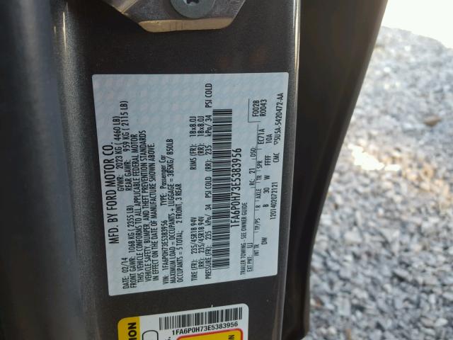 1FA6P0H73E5383956 - 2014 FORD FUSION SE GRAY photo 10