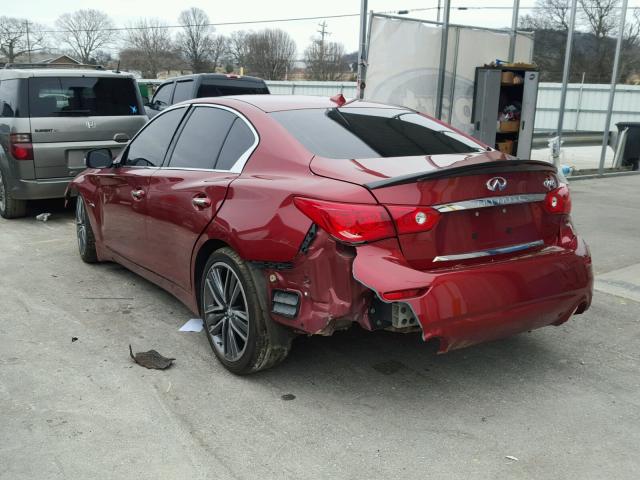 JN1AV7AP9EM691297 - 2014 INFINITI Q50 HYBRID MAROON photo 3