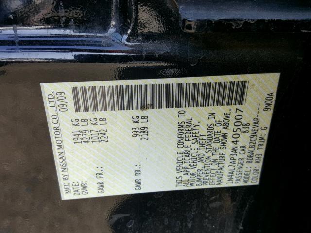 1N4AL2AP3AN405007 - 2010 NISSAN ALTIMA BAS BLACK photo 10