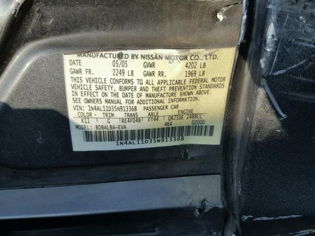 1N4AL11D35N913368 - 2005 NISSAN ALTIMA S CHARCOAL photo 10