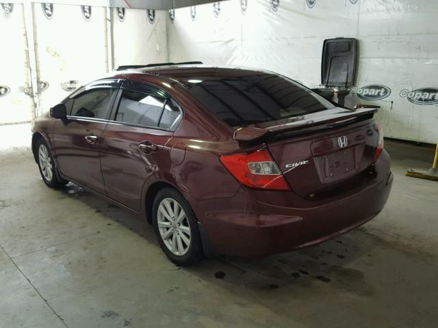 2HGFB2F80CH533691 - 2012 HONDA CIVIC EX BURGUNDY photo 3