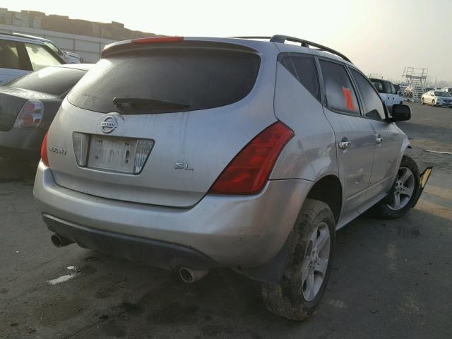 JN8AZ08T75W322443 - 2005 NISSAN MURANO SL SILVER photo 4