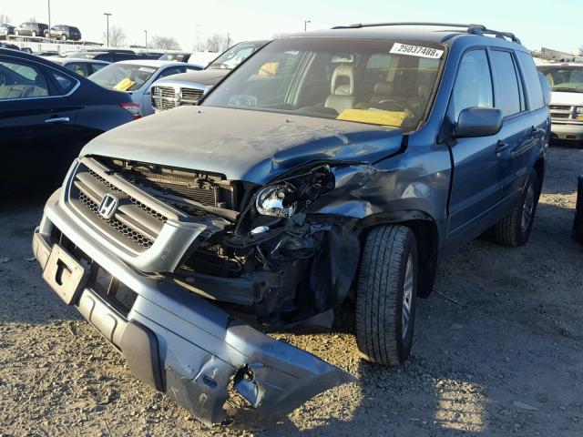 2HKYF18515H552866 - 2005 HONDA PILOT EXL BLUE photo 2