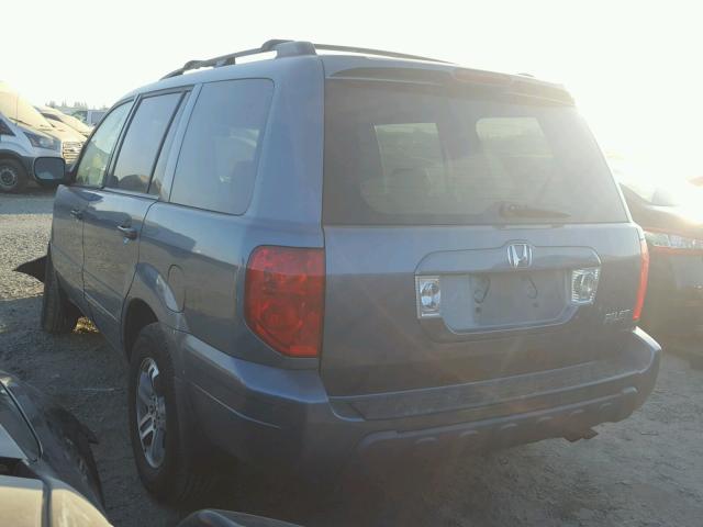 2HKYF18515H552866 - 2005 HONDA PILOT EXL BLUE photo 3