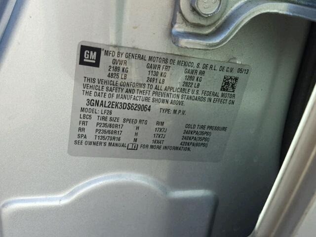 3GNAL2EK3DS629064 - 2013 CHEVROLET CAPTIVA LS 银色 照片 10