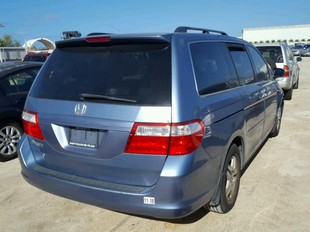 5FNRL38757B068923 - 2007 HONDA ODYSSEY EX BLUE photo 4