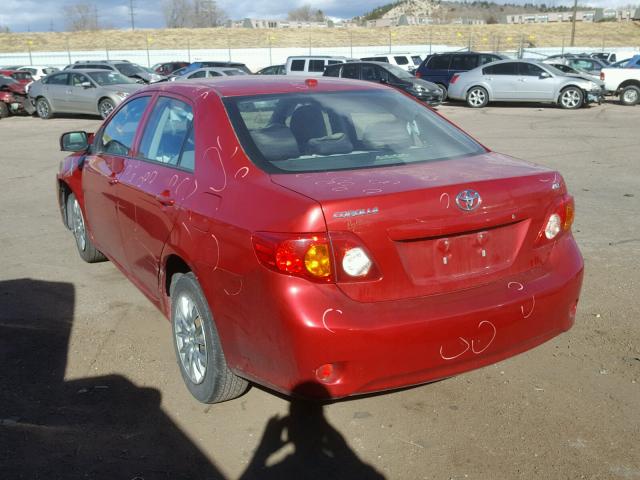 1NXBU40E19Z153052 - 2009 TOYOTA COROLLA BA RED photo 3