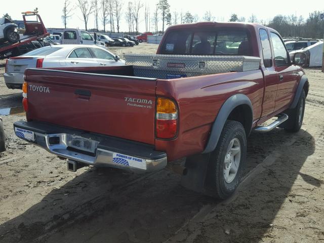 5TESN92N02Z105521 - 2002 TOYOTA TACOMA XTR BURGUNDY photo 4