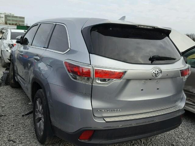 5TDZKRFH4ES015656 - 2014 TOYOTA HIGHLANDER SILVER photo 3