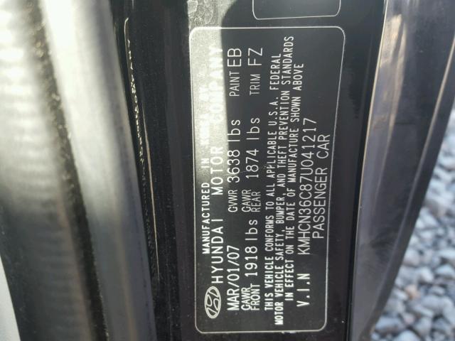 KMHCN36C87U041217 - 2007 HYUNDAI ACCENT SE BLACK photo 10