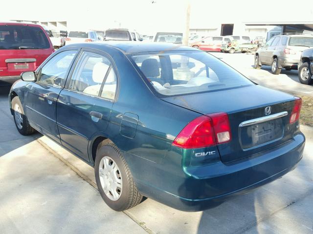 2HGES16551H562970 - 2001 HONDA CIVIC LX GREEN photo 3