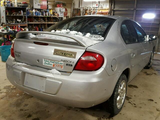 1B3ES56C43D114631 - 2003 DODGE NEON SXT SILVER photo 4