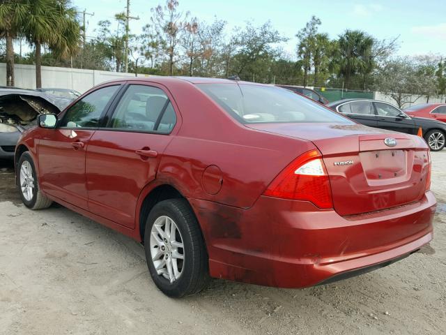 3FAHP0GA9AR116947 - 2010 FORD FUSION S RED photo 3