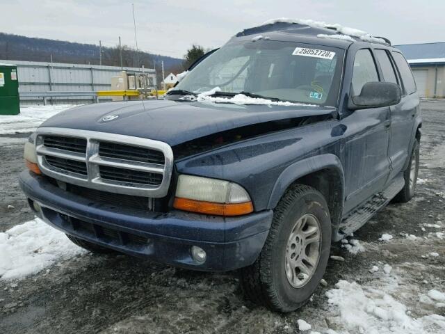 1D4HS48Z23F505842 - 2003 DODGE DURANGO SL BLUE photo 2