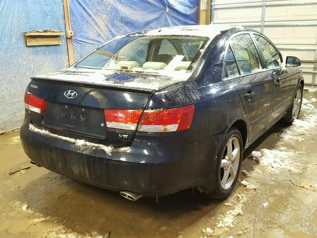 5NPEU46F58H336285 - 2008 HYUNDAI SONATA SE BLUE photo 4