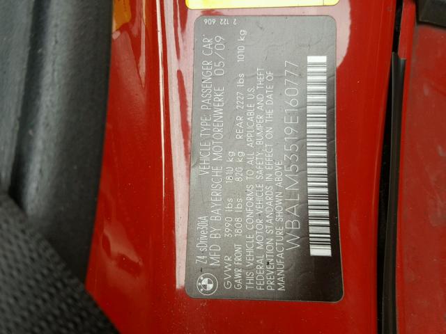 WBALM53519E160777 - 2009 BMW Z4 SDRIVE3 RED photo 10