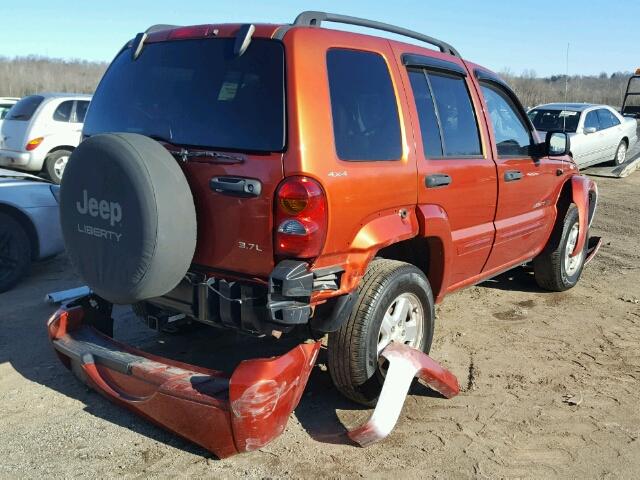 1J4GL58K42W156853 - 2002 JEEP LIBERTY LI ORANGE photo 4