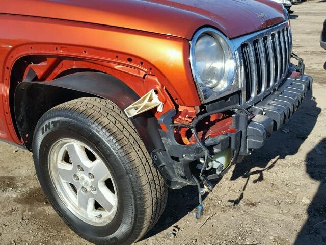 1J4GL58K42W156853 - 2002 JEEP LIBERTY LI ORANGE photo 9