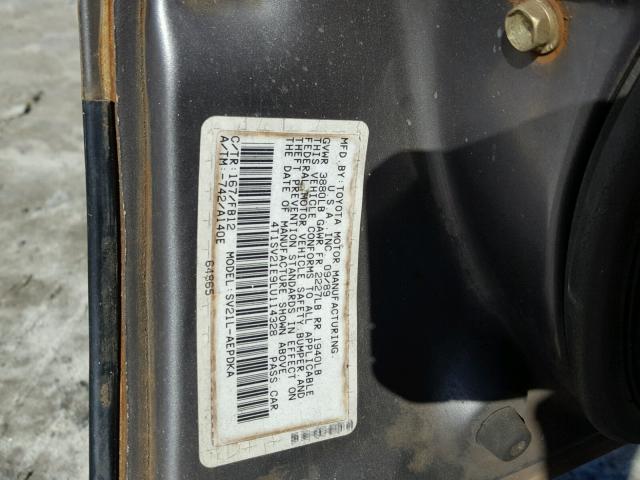 4T1SV21E9LU114328 - 1990 TOYOTA CAMRY DLX GRAY photo 10