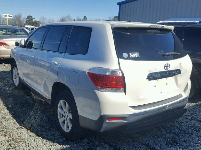 5TDZA3EH6CS023191 - 2012 TOYOTA HIGHLANDER WHITE photo 3