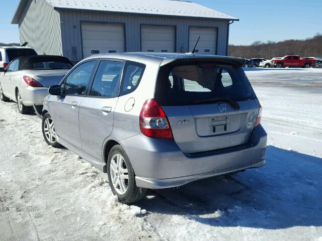 JHMGD38657S067476 - 2007 HONDA FIT S SILVER photo 3